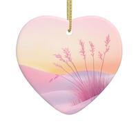WZYWHJ Decorazione natalizia in ceramica a forma di cuore per albero da appendere, ornamento per festival, immagine del deserto rosa