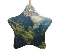 WZYWHJ Decorazione natalizia in ceramica a forma di stella, da appendere all'albero, per supermercati, case, motivo Alpi svizzere