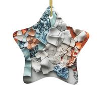 WZYWHJ Decorazione natalizia in ceramica a forma di stella, da appendere all'albero, per supermercati, case, frammenti di pixel in ceramica