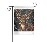 Wzywhj Decorazione su entrambi i lati per cortile con immagine di alce che nevica e giardino estivo, 30,5 x 45,7 cm