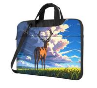 WZYWHJ Deer on the plains Stampe Ultra-sottile borsa portatile monospalla accessori per computer portatile morbido antiurto per laptop, Nero , 14 inch