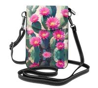 WZYWHJ Desert Cactus Flower printing Borsa da donna in pelle per telefono a tracolla con tracolla regolabile