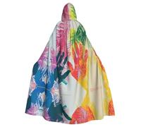 WZYWHJ Dipingi le impronte delle mani Picture aldult Cosplay Poncho con cappuccio Mantello per uomini e donne Festa di Halloween
