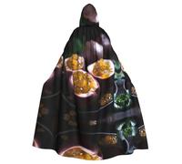 WZYWHJ Dolce e aspro frutto della passione stampato aldult Cosplay Poncho mantello con cappuccio per uomini e donne Halloween Party