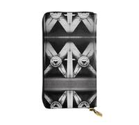 WZYWHJ Elegante architettura in pelle stampata in bianco e nero - Pochette lunga da donna, materiale resistente, 12 scomparti per carte, scomparti con cerniera