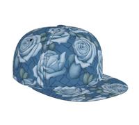 WZYWHJ Elegante berretto da baseball a tesa piatta Belle rose su sfondo blu stampa traspirante traspirante adatto per l'uso quotidiano sport e viaggi