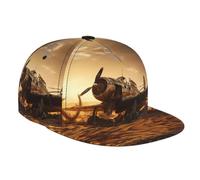 WZYWHJ Elegante berretto da baseball a tesa piatta Broken Old Airplanes. Stampa traspirante e traspirante adatto per l'uso quotidiano Sport e viaggi nero