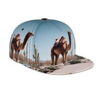 WZYWHJ Elegante berretto da baseball a tesa piatta con stampa di cammello del deserto, traspirante e traspirante, adatto per l'uso quotidiano, sport e viaggi