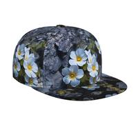 WZYWHJ Elegante berretto da baseball a tesa piatta con stampa di piccoli fiori nelle crepe delle rocce, traspirante e adatto per l'uso quotidiano, sport e viaggi, nero