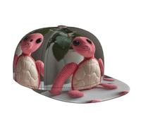 WZYWHJ Elegante berretto da baseball a tesa piatta con stampa di tartaruga rosa traspirante e traspirante adatto per l'uso quotidiano sport e viaggi