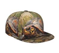WZYWHJ Elegante berretto da baseball a tesa piatta La tartaruga che striscia nella palude, stampa traspirante e traspirante, adatto per l'uso quotidiano, sport e viaggi, nero
