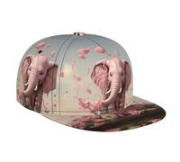 WZYWHJ Elegante berretto da baseball a tesa piatta Little Pink Elephant che innaffia i fiori stampa traspirante traspirante adatto per l'uso quotidiano sport e viaggi