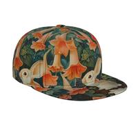 WZYWHJ Elegante berretto da baseball a tesa piatta Little Rabbit Under The Morning Glory, stampa traspirante e traspirante, adatto per l'uso quotidiano, sport e viaggi, nero