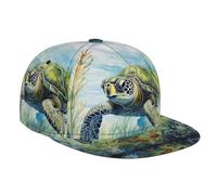 WZYWHJ Elegante berretto da baseball a tesa piatta Little Turtle in the Seaweed stampa traspirante traspirante adatto per l'uso quotidiano sport e viaggi nero