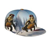 WZYWHJ Elegante berretto da baseball a tesa piatta Little Turtle stampa traspirante traspirante adatto per l'uso quotidiano sport e viaggi nero