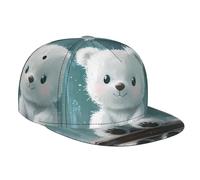 WZYWHJ Elegante berretto da baseball a tesa piatta Little White Bear sotto la pioggia stampa traspirante traspirante adatto per l'uso quotidiano sport e viaggi