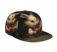 WZYWHJ Elegante berretto da baseball a tesa piatta The Little Rabbit tira la stampa ravanello traspirante e traspirante adatto per l'uso quotidiano sport e viaggi nero