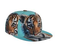 WZYWHJ Elegante berretto da baseball a tesa piatta tigre su sfondo blu stampa traspirante traspirante adatto per l'uso quotidiano sport e viaggi