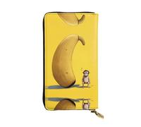 WZYWHJ Elegante piccola scimmia su una grande banana stampa portafoglio in pelle - pochette lunga da donna, materiale resistente, 12 scomparti per carte, scomparti con cerniera