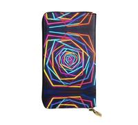 WZYWHJ Elegante portafoglio in pelle con linee surround fluo, pochette lunga da donna, materiale resistente, 12 scomparti per carte, scomparti con cerniera