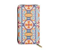 WZYWHJ Elegante portafoglio in pelle con motivo circolare di antiche strade, pochette lunga da donna, materiale resistente, 12 scomparti per carte, scomparti con cerniera