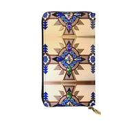 WZYWHJ Elegante portafoglio in pelle con motivo dipinto aborigeno - Pochette lunga da donna, materiale resistente, 12 scomparti per carte, scomparti con cerniera, nero, taglia unica