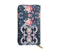 WZYWHJ Elegante portafoglio in pelle con motivo floreale colorato, pochette lunga da donna, materiale resistente, 12 scomparti per carte, scomparti con cerniera