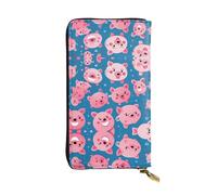 WZYWHJ Elegante portafoglio in pelle con motivo maiale rosa, pochette lunga da donna, materiale resistente, 12 scomparti per carte, scomparti con cerniera