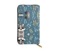 WZYWHJ Elegante portafoglio in pelle con motivo procione - Pochette lunga da donna, materiale resistente, 12 scomparti per carte, scomparti con cerniera
