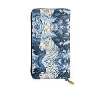 WZYWHJ Elegante portafoglio in pelle con motivo tigre bianca come la neve, pochette lunga da donna, materiale resistente, 12 scomparti per carte, scomparti con cerniera