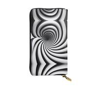 WZYWHJ Elegante portafoglio in pelle con stampa a spirale con illusione ottica - Pochette lunga da donna, materiale resistente, 12 scomparti per schede, scomparti con cerniera, nero, taglia unica,