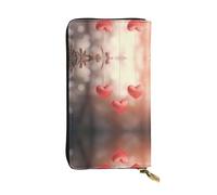 WZYWHJ Elegante portafoglio in pelle con stampa a tre cuori, pochette lunga da donna, materiale resistente, 12 scomparti per schede, scomparti con cerniera, nero, taglia unica, Nero , Taglia unica