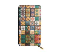 WZYWHJ Elegante portafoglio in pelle con stampa antica retrò - Pochette lunga da donna, materiale resistente, 12 scomparti per carte, scomparti con cerniera