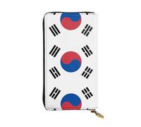 WZYWHJ Elegante portafoglio in pelle con stampa bandiera della Repubblica di Corea, pochette lunga da donna, materiale resistente, 12 scomparti per carte, scomparti con cerniera, nero, taglia unica,