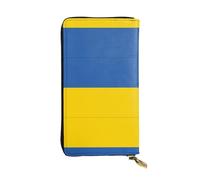 WZYWHJ Elegante portafoglio in pelle con stampa bandiera dell'Ucraina, pochette lunga da donna, materiale resistente, 12 scomparti per schede, scomparti con cerniera, nero, taglia unica, Nero , Taglia