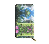 WZYWHJ Elegante portafoglio in pelle con stampa Chalet In The Grassland, pochette lunga da donna, materiale resistente, 12 scomparti per carte, scomparti con cerniera, nero, taglia unica, Nero ,