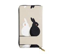 WZYWHJ Elegante portafoglio in pelle con stampa di coniglio bianco e nero - Pochette lunga da donna, materiale resistente, 12 scomparti per carte, scomparti con cerniera