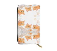 WZYWHJ Elegante portafoglio in pelle con stampa di gatti arancioni, pochette lunga da donna, materiale resistente, 12 scomparti per schede, scomparti con cerniera, nero, taglia unica, Nero , Taglia