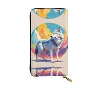 WZYWHJ Elegante portafoglio in pelle con stampa di lupo National Geographic - Pochette lunga da donna, materiale resistente, 12 scomparti per carte, scomparti con cerniera