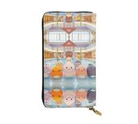 WZYWHJ Elegante portafoglio in pelle con stampa di panini da piscina, pochette lunga da donna, materiale resistente, 12 scomparti per carte, scomparti con cerniera, nero, taglia unica, Nero , Taglia