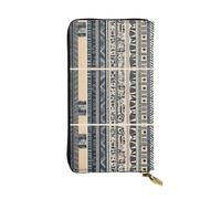 WZYWHJ Elegante portafoglio in pelle con stampa di popoli africani, pochette lunga da donna, materiale resistente, 12 scomparti per carte, scomparti con cerniera, nero, taglia unica