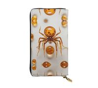 WZYWHJ Elegante portafoglio in pelle con stampa di ragno fossile ambra, pochette lunga da donna, materiale resistente, 12 scomparti per carte, scomparti con cerniera