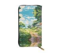 WZYWHJ Elegante portafoglio in pelle con stampa di sentieri di campagna, pochette lunga da donna, materiale resistente, 12 scomparti per carte, scomparti con cerniera, nero, taglia unica, Nero ,