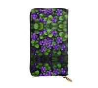 WZYWHJ Elegante portafoglio in pelle con stampa di un mazzo di violette, pochette lunga da donna, materiale resistente, 12 scomparti per carte, scomparti con cerniera, nero, taglia unica