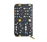 WZYWHJ Elegante portafoglio in pelle con stampa fisica - Pochette lunga da donna, materiale resistente, 12 scomparti per carte, scomparti con cerniera, nero, taglia unica