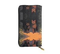 WZYWHJ Elegante portafoglio in pelle con stampa gatto fuori dall'ombra, pochette lunga da donna, materiale resistente, 12 scomparti per carte, scomparti con cerniera, nero, taglia unica, Nero , Taglia