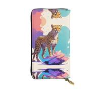 WZYWHJ Elegante portafoglio in pelle con stampa ghepardo - pochette lunga da donna, materiale resistente, 12 scomparti per carte, scomparti con cerniera