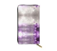 WZYWHJ Elegante portafoglio in pelle con stampa iris viola, pochette lunga da donna, materiale resistente, 12 scomparti per carte, scomparti con cerniera, nero, taglia unica, Nero , Taglia unica