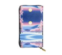 WZYWHJ Elegante portafoglio in pelle con stampa paesaggio del solstizio d'inverno, pochette lunga da donna, materiale resistente, 12 scomparti per carte, scomparti con cerniera, nero, taglia unica,