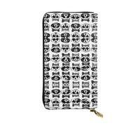 WZYWHJ Elegante portafoglio in pelle con stampa procione, pochette lunga da donna, materiale resistente, 12 scomparti per carte, scomparti con cerniera, nero, taglia unica
